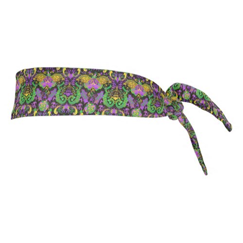 Mardi Gras Colors Damask Dragon Butterfly Snake Tie Headband