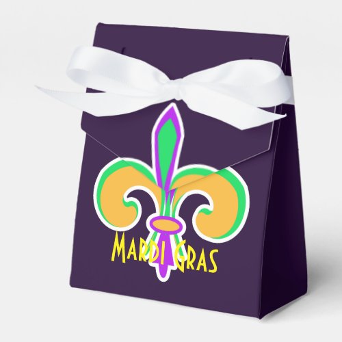 Mardi Gras Colors Fleur De Lis Party Personalized Favor Boxes