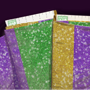 Mardi Gras Colors Glitter Stripe Bling Fabric