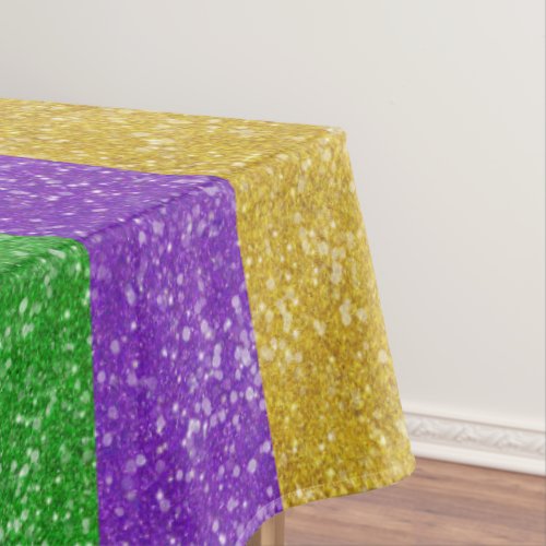 Mardi Gras Colors Glitter Stripe Bling  Tablecloth