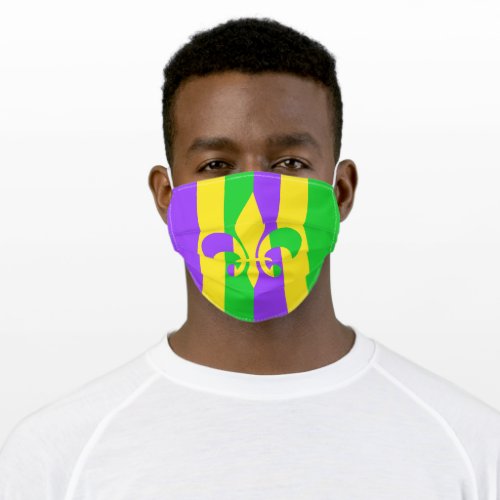 Mardi Gras Colors New Orleans Fleur_de_Lis Adult Cloth Face Mask