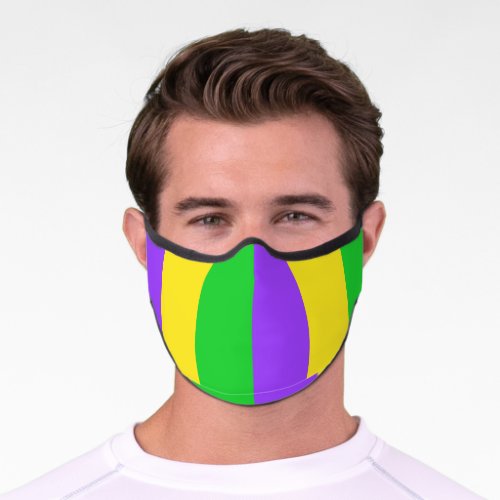 Mardi Gras Colors New Orleans Striped Pattern Premium Face Mask