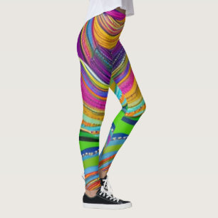 Mardi Gras colors with beads leggings