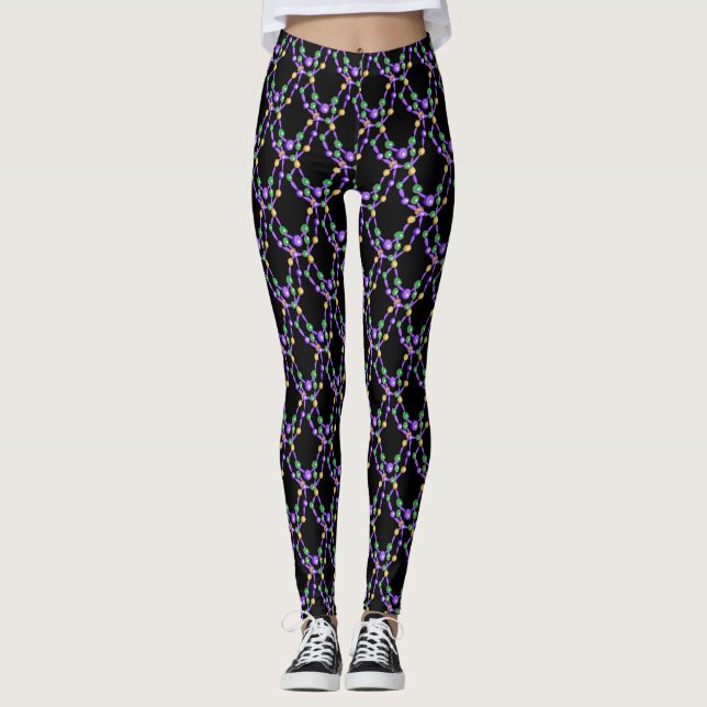 Mardi Gras Colourful Beads Leggings (Front)