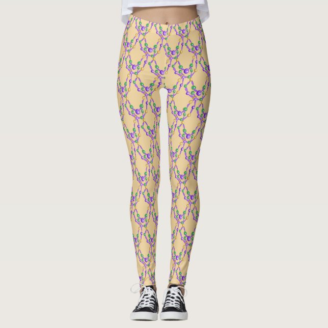 Mardi Gras Colourful Beads Leggings (Front)