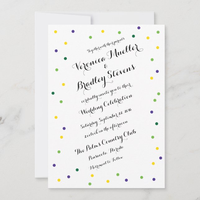 Mardi Gras Confetti Invitation (Front)