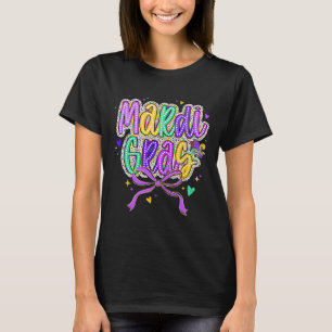 Mardi Gras Coquette Bow Fat Tuesday New Orleans Ki T-Shirt