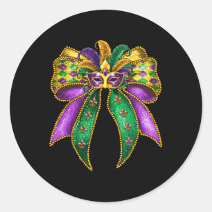 Mardi Gras Coquette Bow Fat Tuesday New Orleans Wo Classic Round Sticker