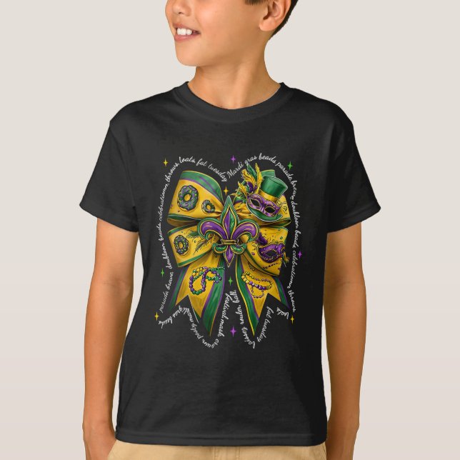 Mardi Gras Coquette Bow Fat Tuesday New Orleans Wo T-Shirt (Front)