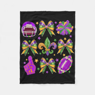 Mardi Gras Coquette Bow Football Mardi Gras New Or Fleece Blanket