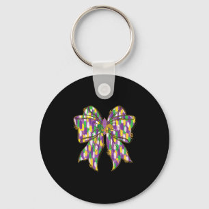 Mardi Gras Coquette Bow Louisiana Festival Women G Keychain
