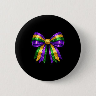 Mardi gras coquette bow parade party vibes button
