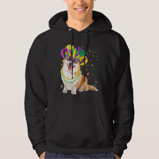 Mardi Gras Corgi Dog Animal Festival Hoodie