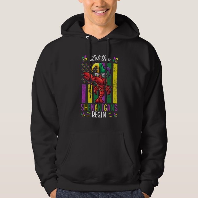 Mardi Gras Costume Dab Crawfish Shenanigans Kids T Hoodie (Front)