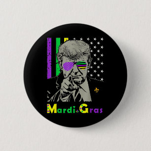 Mardi Gras Costume Donald Trump Us Flag Funny Trum Button