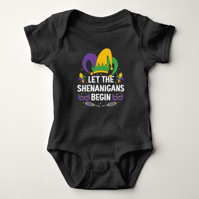 Mardi Gras Costume Let The Shenanigans Begin Baby Bodysuit (Front)