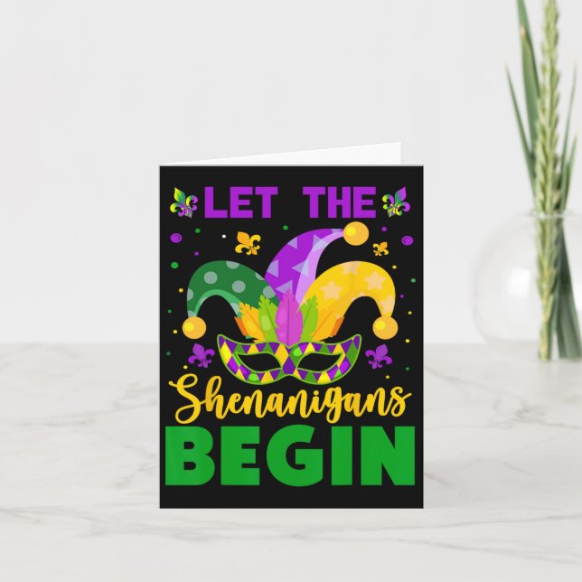 Mardi Gras Costume Let The Shenanigans Begin Mardi Card (Front)