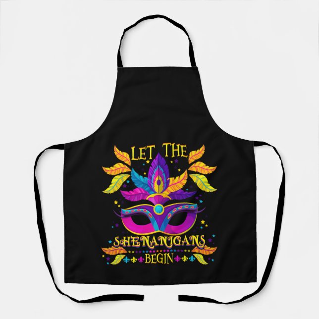 Mardi Gras Costume Let The Shenanigans Begin Mask Apron (Front)