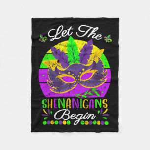 Mardi Gras Costume Let The Shenanigans Begin Mask Fleece Blanket