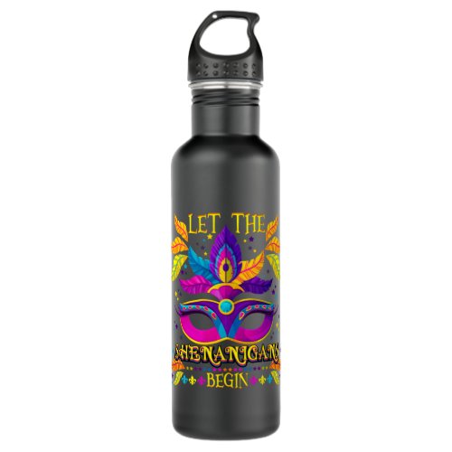 Mardi Gras Costume Let The Shenanigans Begin Mask Stainless Steel Water Bottle