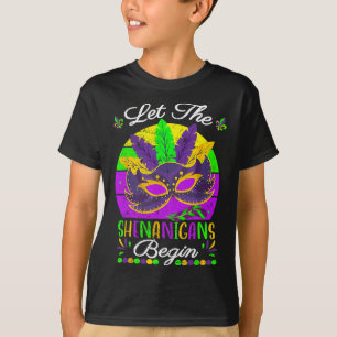Mardi Gras Costume Let The Shenanigans Begin Mask  T-Shirt