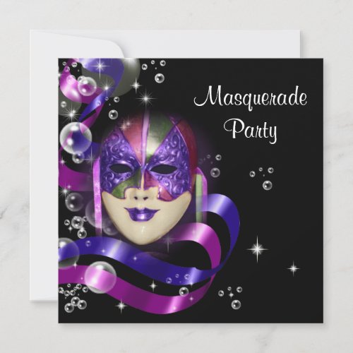 Mardi Gras costume mask PERSONALIZE Invitation