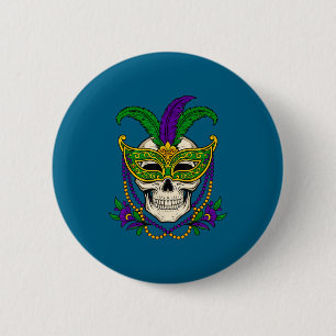Mardi Gras Costume Sugar Skull Artwork Button