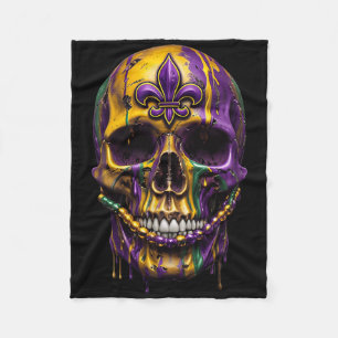 Mardi Gras Costume Sugar Skull Carnival Halloween Fleece Blanket