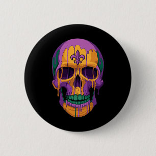 Mardi Gras Costume Sugar Skull Carnival New Orlean Button