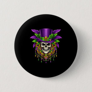 Mardi gras costume sugar skull carnival new orlean button