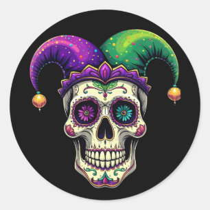 Mardi Gras Costume Sugar Skull Carnival New Orlean Classic Round Sticker
