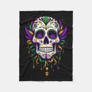 Mardi Gras Costume Sugar Skull Carnival New Orlean Fleece Blanket