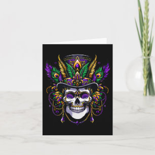 Mardi Gras Costume Sugar Skull Carnival Party Card