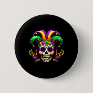 Mardi Gras Costume Sugar Skull Carnival Party Men Button