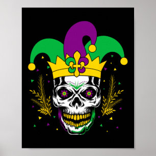 Mardi Gras Costume Sugar Skull Carnival Party Men  Poster