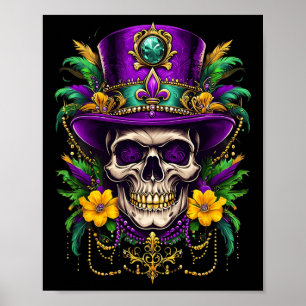 Mardi Gras Costume Sugar Skull Carnival Party Men Poster