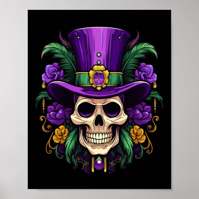 Mardi Gras Costume Sugar Skull Carnival Party Men  Poster (Front)