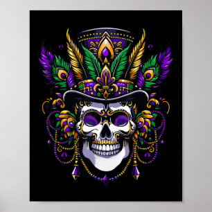 Mardi Gras Costume Sugar Skull Carnival Party  Poster