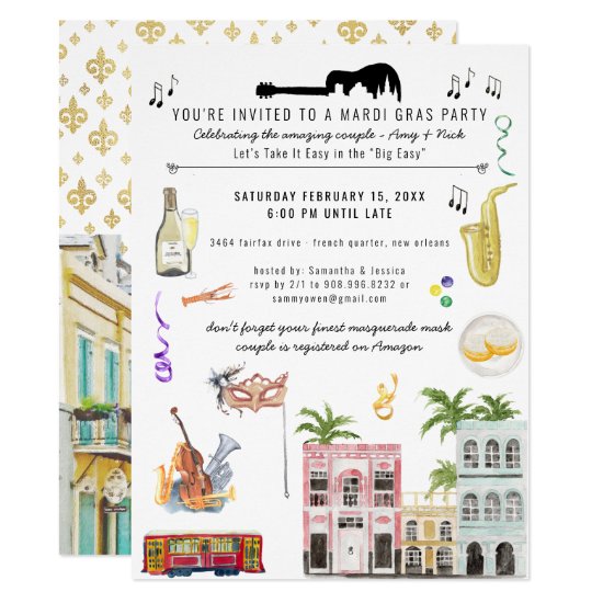 Mardi Gras Couple's Shower Invitation