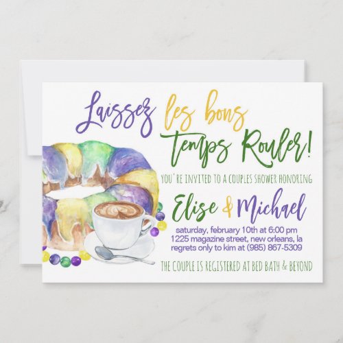 Mardi Gras Couples Shower Invitation