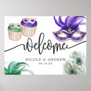 Mardi Gras Couple's Shower Welcome Poster