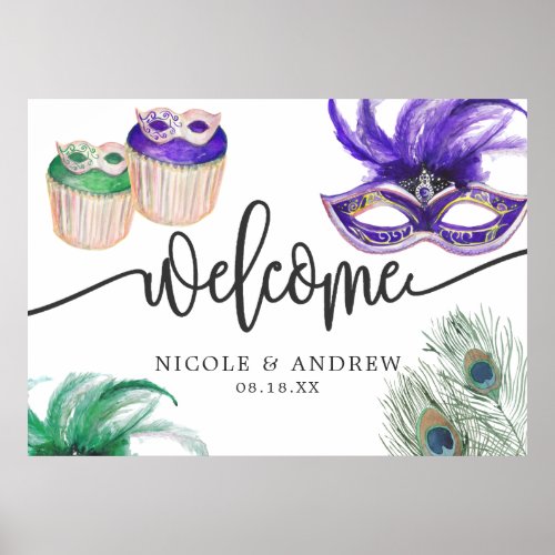 Mardi Gras Couples Shower Welcome Poster