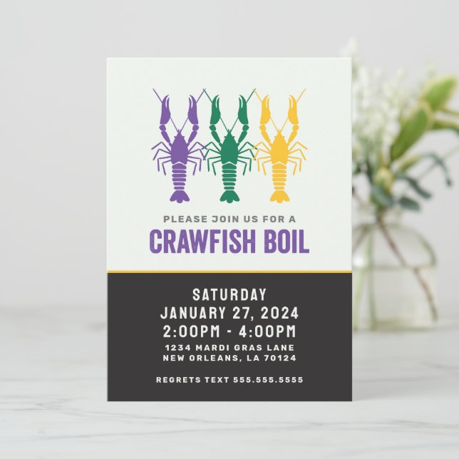 MARDI GRAS CRAWFISH BOIL INVITATION (Standing Front)