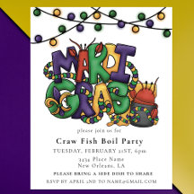 Mardi Gras Crawfish Boil Party Masquerade