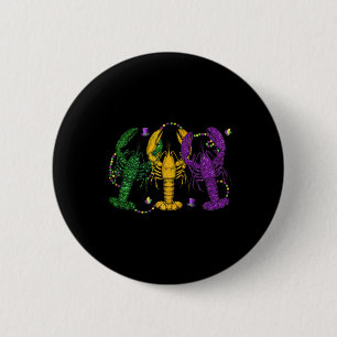 Mardi Gras Crawfish Funny Retro Parade Costume Adu Button