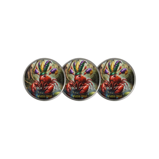 Mardi Gras Crawfish Golf Ball Marker (3 Up)