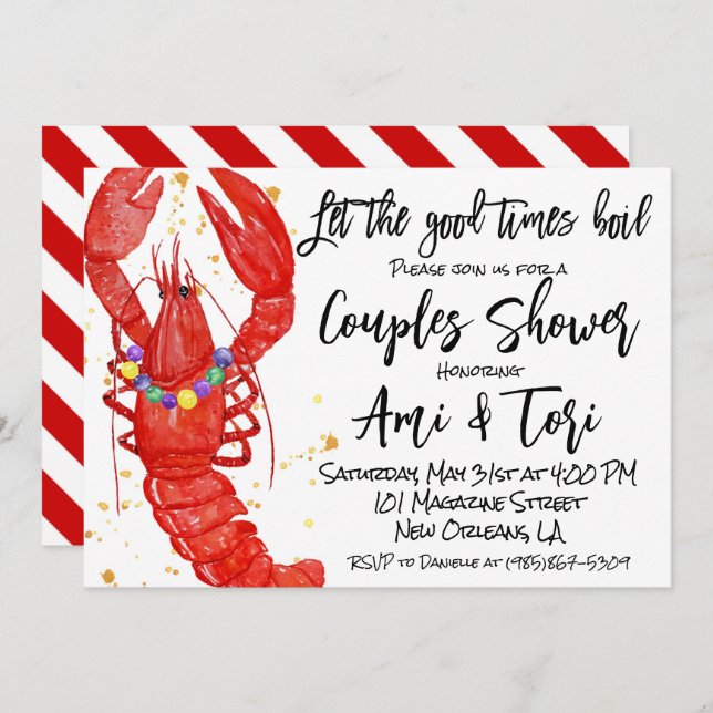 Mardi Gras Crawfish Invitation (Front/Back)
