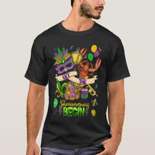 Mardi Gras Crawfish Jester Beads Let Shenanigans B T-Shirt