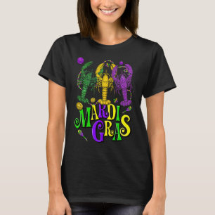 Mardi Gras Crawfish Jester Beads  Mardi Gras Party T-Shirt