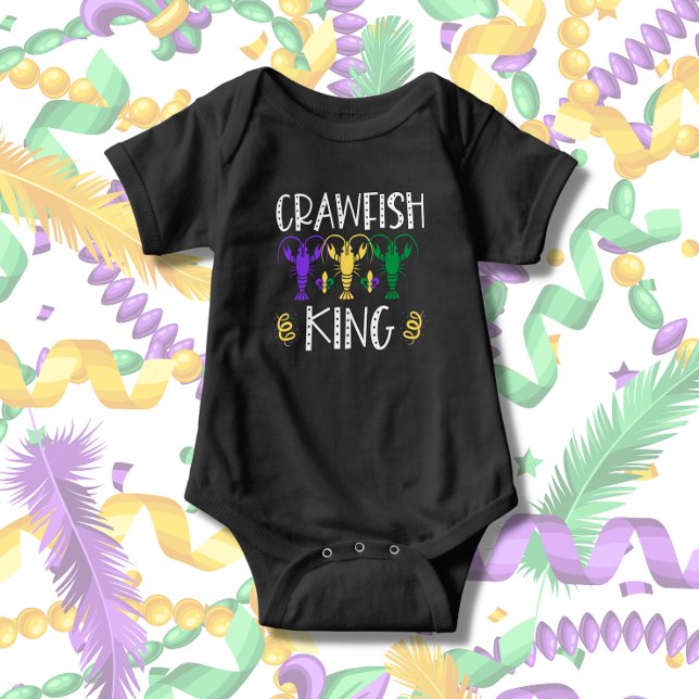 Mardi Gras Crawfish King Cute Baby Bodysuit (Creator Uploaded)